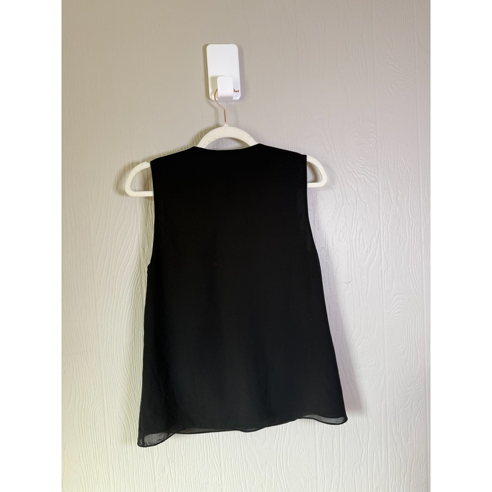 Alice & Olivia  • Black V‎ Neck Sleeveless Embellished Shoulder Blouse Top - Picture 8 of 8